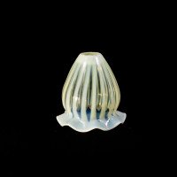 Two Arts & Crafts Vaseline/Uranium Glass Shades, One with Stripes One with Spots - Thumbnail 15