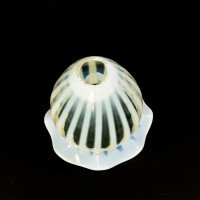 Two Arts & Crafts Vaseline/Uranium Glass Shades, One with Stripes One with Spots - Thumbnail 17