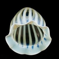Two Arts & Crafts Vaseline/Uranium Glass Shades, One with Stripes One with Spots - Thumbnail 19