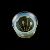 Two Arts & Crafts Vaseline/Uranium Glass Shades, One with Stripes One with Spots - Thumbnail 22