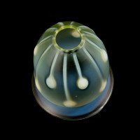Two Arts & Crafts Vaseline/Uranium Glass Shades, One with Stripes One with Spots - Thumbnail 23