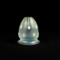 Two Arts & Crafts Vaseline/Uranium Glass Shades, One with Stripes One with Spots - Thumbnail 24