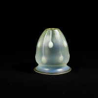 Two Arts & Crafts Vaseline/Uranium Glass Shades, One with Stripes One with Spots - Thumbnail 27