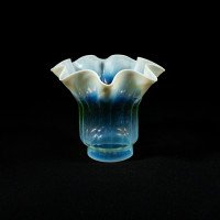 Arts & Crafts, c.1900 Ribbed Vaseline Glass Shade with Ruffled Rim - Thumbnail 7