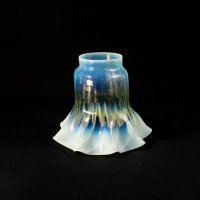 Arts & Crafts, c.1900 Ribbed Vaseline Glass Shade with Ruffled Rim - Thumbnail 9