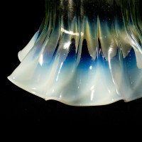Arts & Crafts, c.1900 Ribbed Vaseline Glass Shade with Ruffled Rim - Thumbnail 10