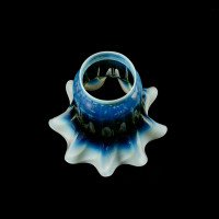 Arts & Crafts, c.1900 Ribbed Vaseline Glass Shade with Ruffled Rim - Thumbnail 12