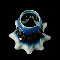 Arts & Crafts, c.1900 Ribbed Vaseline Glass Shade with Ruffled Rim - Thumbnail 13