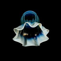 Arts & Crafts, c.1900 Ribbed Vaseline Glass Shade with Ruffled Rim - Thumbnail 14