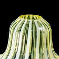 A Pleated Vaseline Shade, Consisting of Alternating Stripes & a Ruffled Rim - Thumbnail 11