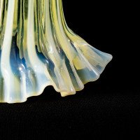 A Pleated Vaseline Shade, Consisting of Alternating Stripes & a Ruffled Rim - Thumbnail 12