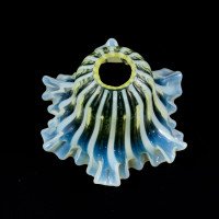 A Pleated Vaseline Shade, Consisting of Alternating Stripes & Ruffled Rim - Thumbnail 13