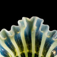 A Pleated Vaseline Shade, Consisting of Alternating Stripes & Ruffled Rim - Thumbnail 17