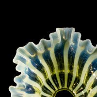 A Pleated Vaseline Shade, Consisting of Alternating Stripes & Ruffled Rim - Thumbnail 18