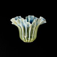 A Pleated Vaseline Shade, Consisting of Alternating Stripes & Ruffled Rim - Thumbnail 19