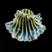 A Pleated Vaseline Shade, Consisting of Alternating Stripes & Ruffled Rim - Thumbnail 20