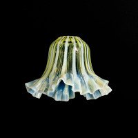 A Pleated Vaseline Shade, Consisting of Alternating Stripes & Ruffled Rim - Thumbnail 21