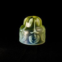 Arts & Crafts, c.1900 Set of Three Peacock Feather Vaseline Glass Shades - Thumbnail 18
