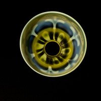Arts & Crafts, c.1900 Set of Three Peacock Feather Vaseline Glass Shades - Thumbnail 28