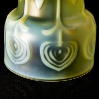Arts & Crafts, c.1900 Set of Three Peacock Feather Vaseline Glass Shades - Thumbnail 31