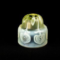 Arts & Crafts, c.1900 Set of Three Peacock Feather Vaseline Glass Shades - Thumbnail 37