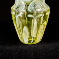A Vaseline Shade with a Gracefully Rounded Shape & Intricate Peacock Feather Decoration - Thumbnail 8