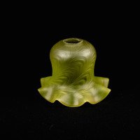 Arts & Crafts, c.1900 Swirled Vaseline Glass Shade with Ruffled Rim - Thumbnail 3