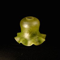 Arts & Crafts, c.1900 Swirled Vaseline Glass Shade with Ruffled Rim - Thumbnail 5