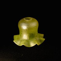 Arts & Crafts, c.1900 Swirled Vaseline Glass Shade with Ruffled Rim - Thumbnail 6