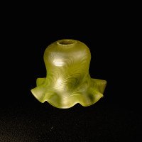 Arts & Crafts, c.1900 Swirled Vaseline Glass Shade with Ruffled Rim - Thumbnail 7
