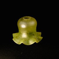 Arts & Crafts, c.1900 Swirled Vaseline Glass Shade with Ruffled Rim - Thumbnail 8