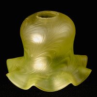 Arts & Crafts, c.1900 Swirled Vaseline Glass Shade with Ruffled Rim