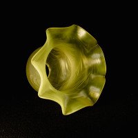 Arts & Crafts, c.1900 Swirled Vaseline Glass Shade with Ruffled Rim - Thumbnail 10