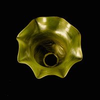 Arts & Crafts, c.1900 Swirled Vaseline Glass Shade with Ruffled Rim - Thumbnail 16