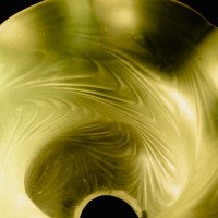 Arts & Crafts, c.1900 Swirled Vaseline Glass Shade with Ruffled Rim - Thumbnail 20