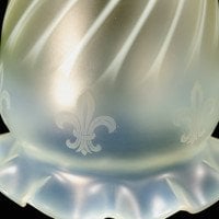 A Rare Pair of Vaseline Shades with Acid Etched Fleur-de-Lys - Thumbnail 22