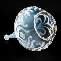 Arts & Crafts Vaseline Glass Teardrop Shades, Stylised Peacock Motifs - Thumbnail 11