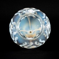 Arts & Crafts Vaseline Glass Teardrop Shades, Stylised Peacock Motifs - Thumbnail 12