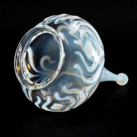 Arts & Crafts Vaseline Glass Teardrop Shades, Stylised Peacock Motifs - Thumbnail 13