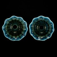A Set of Four Vaseline Glass Shades with a Stylised Ribbed Pattern and Elegantly Scalloped Rims - Thumbnail 18