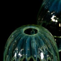 A Set of Four Vaseline Glass Shades with a Stylised Ribbed Pattern and Elegantly Scalloped Rims - Thumbnail 20