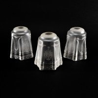 A Set of Three Acid-Etched Frosted Glass Shades with Intricate Floral & Garland Motifs - Thumbnail 1