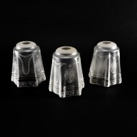 A Set of Three Acid-Etched Frosted Glass Shades with Intricate Floral & Garland Motifs - Thumbnail 4