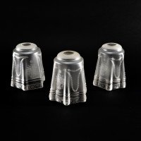 A Set of Three Acid-Etched Frosted Glass Shades with Intricate Floral & Garland Motifs - Thumbnail 9