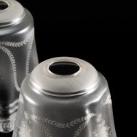A Set of Three Acid-Etched Frosted Glass Shades with Intricate Floral & Garland Motifs - Thumbnail 16