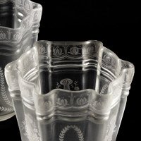 A Set of Three Acid-Etched Frosted Glass Shades with Intricate Floral & Garland Motifs - Thumbnail 18