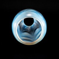 A Pair of Opalescent Glass Shades with Striking Feathered Patterns & Flared Petal-Shaped Rim - Thumbnail 5