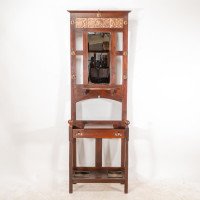 Shapland & Petter. An Arts & Crafts Mahogany Hallstand with a Copper Panel - Thumbnail 2