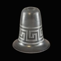 Arts & Crafts Frosted Glass Shade with Greek Key Motif & Flared Rim - Thumbnail 1