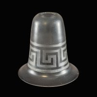 Arts & Crafts Frosted Glass Shade with Greek Key Motif & Flared Rim - Thumbnail 2